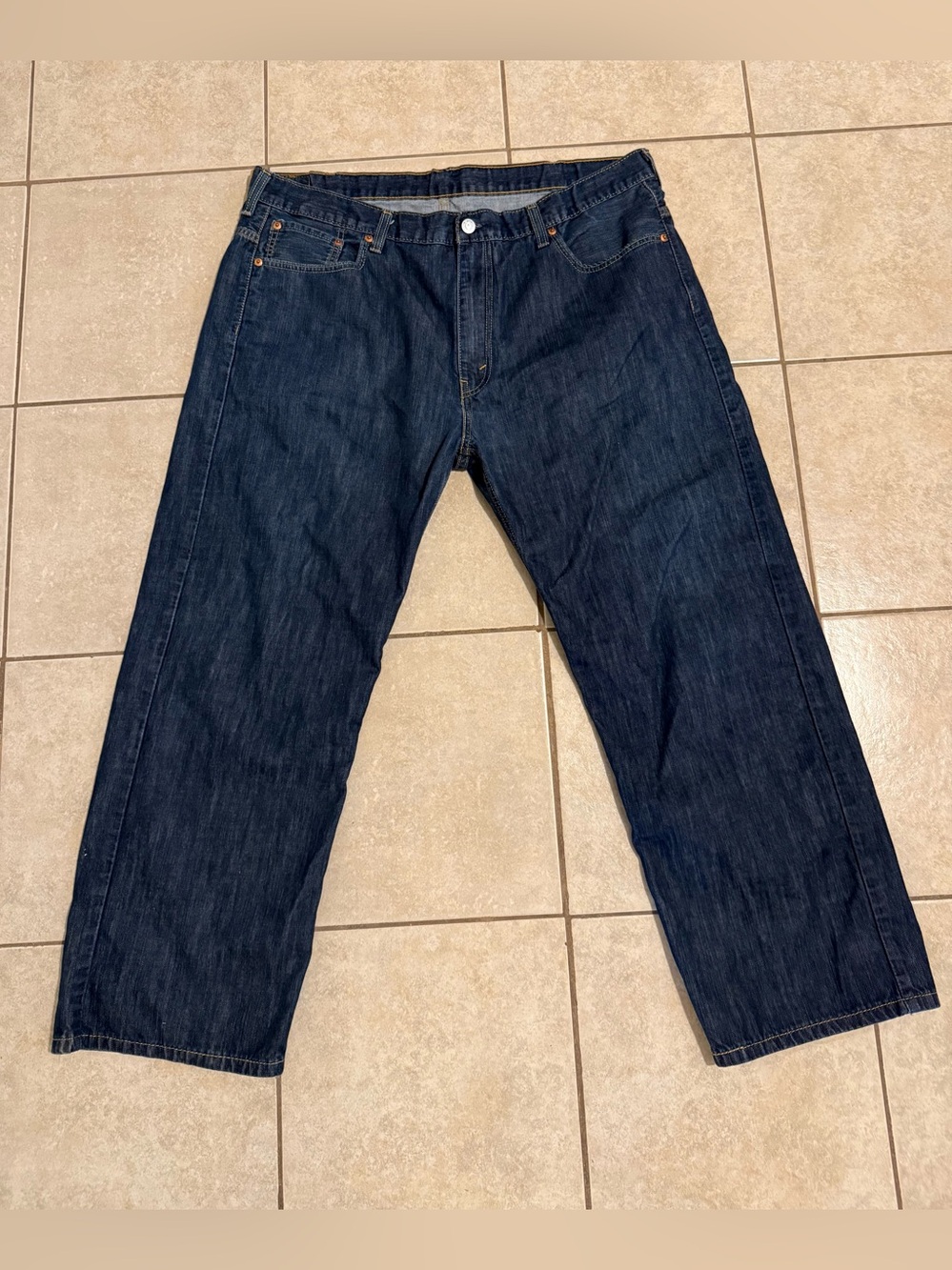 Levis 569 Loose Straight Mens Jeans W40 L30 Dark Blue Denim Excellent Condition